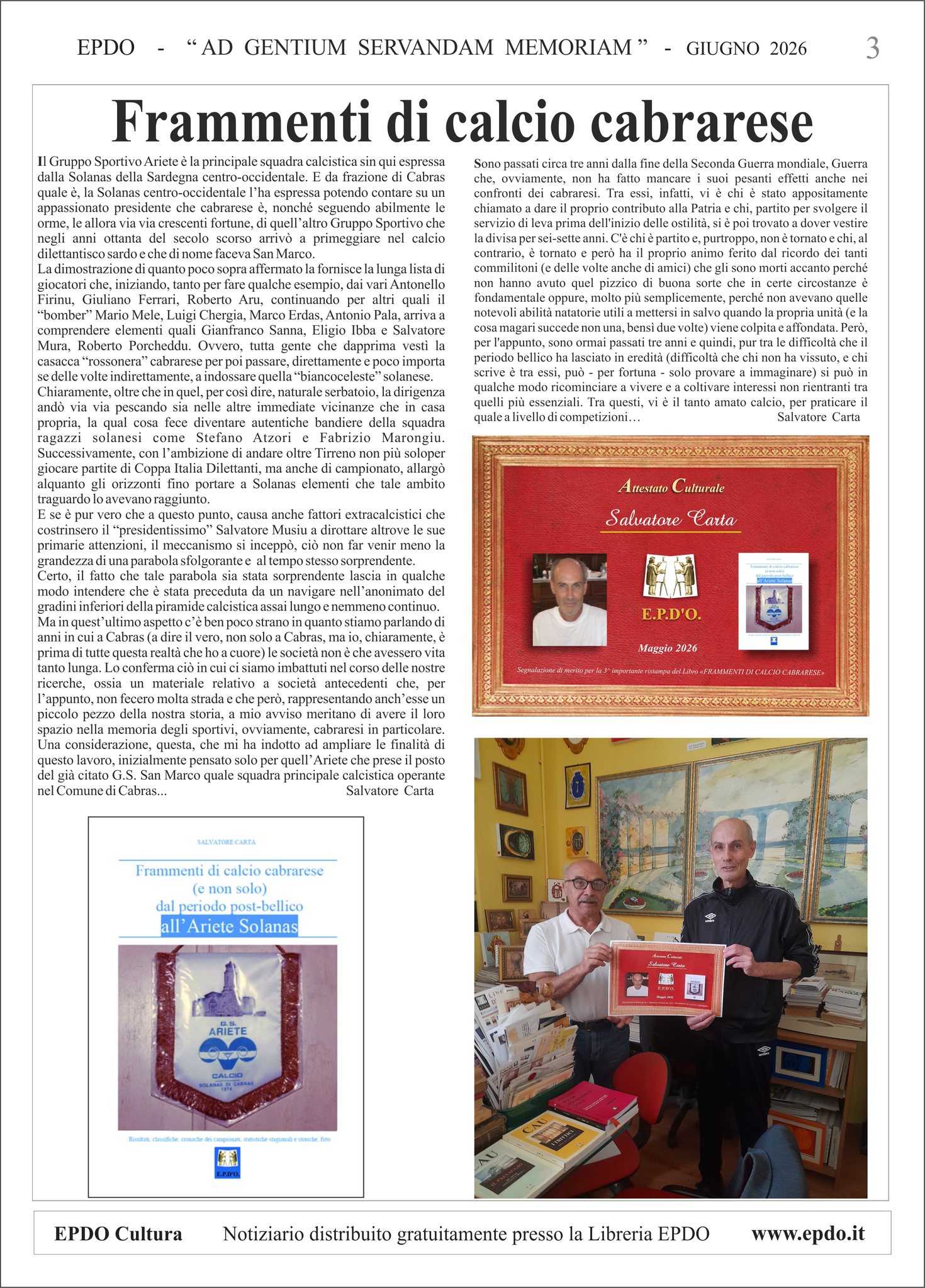 Notiziario Culturale EPDO Oristano